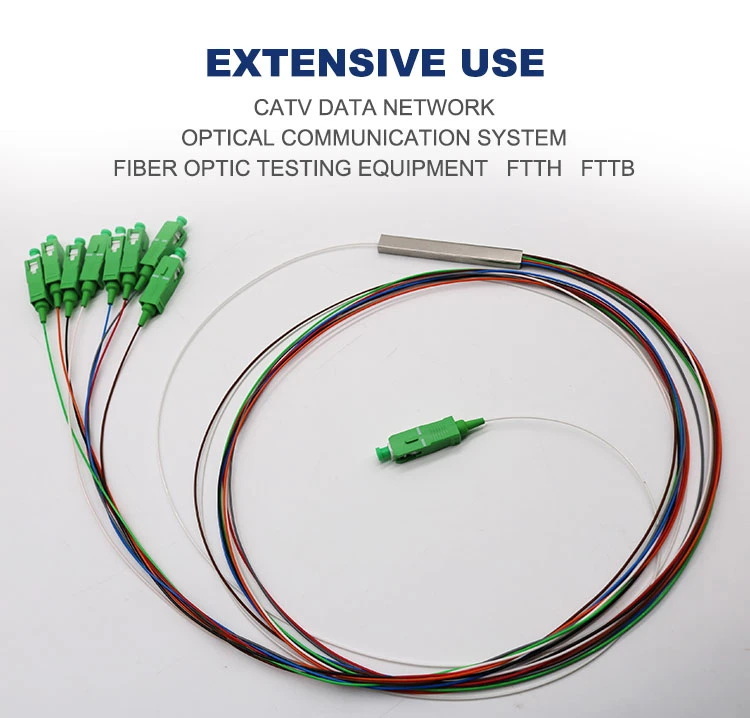 1*8 Steel Tube with Connector G657A2 Fiber Optic PLC Splitter